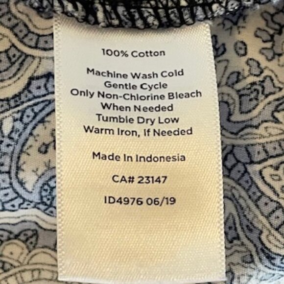 TALBOTS Blue Paisley Long Sleeve Button Front Cotton Shirt - Picture 13 of 15